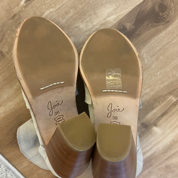 $398 JOIE Tan Brown Suede Block Heel Booties With Fringe Size 38 8 - Picture 6 of 6